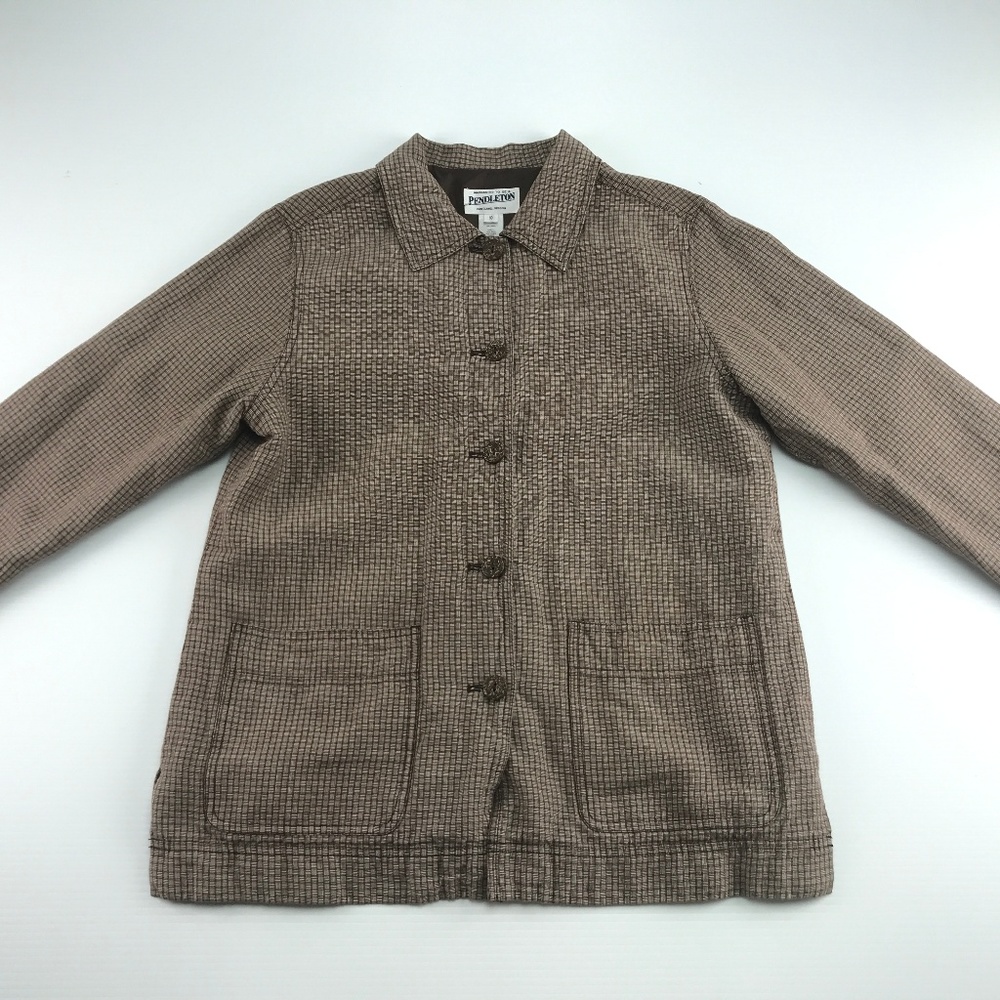 Pendleton  VTG Brown Plaid  Silk Blend Jacket 10